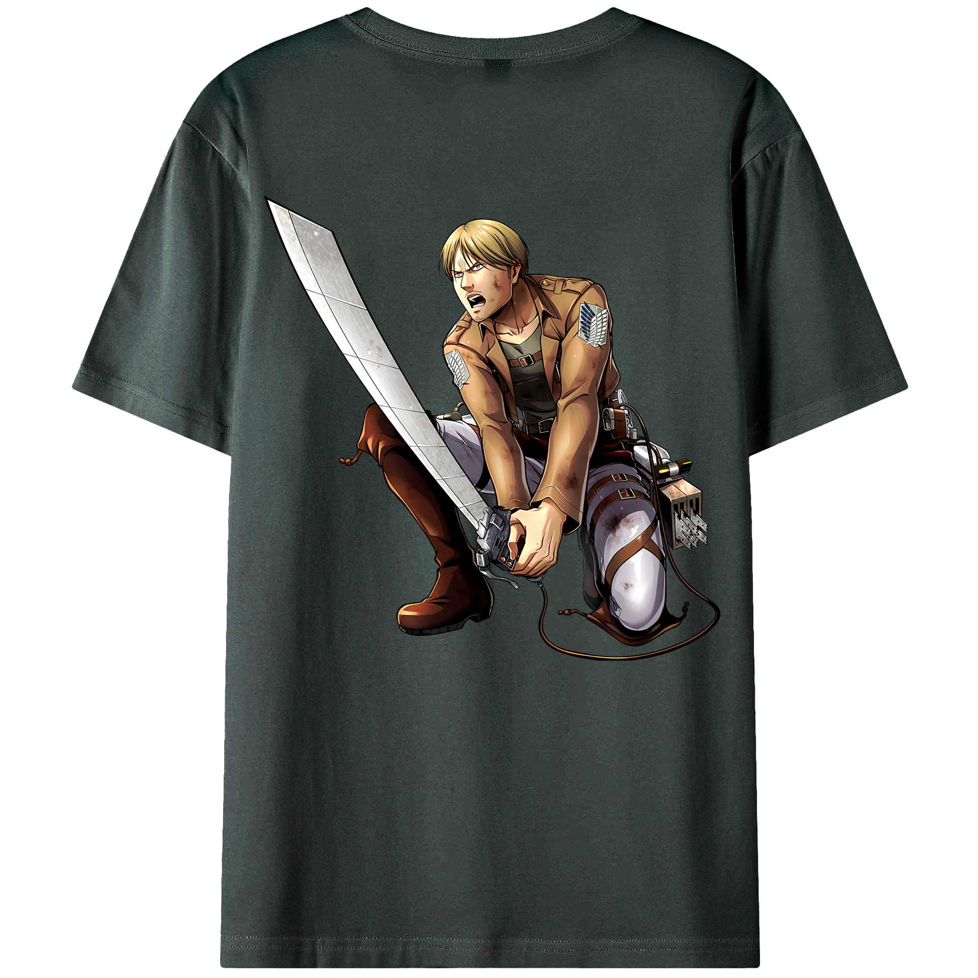 （画像用） 進撃の巨人 ミケ·ザカリアス Attack on Titan Mike Zakarius 綿100％ メンズ半袖Tシャツ（バックプリント） 通気性